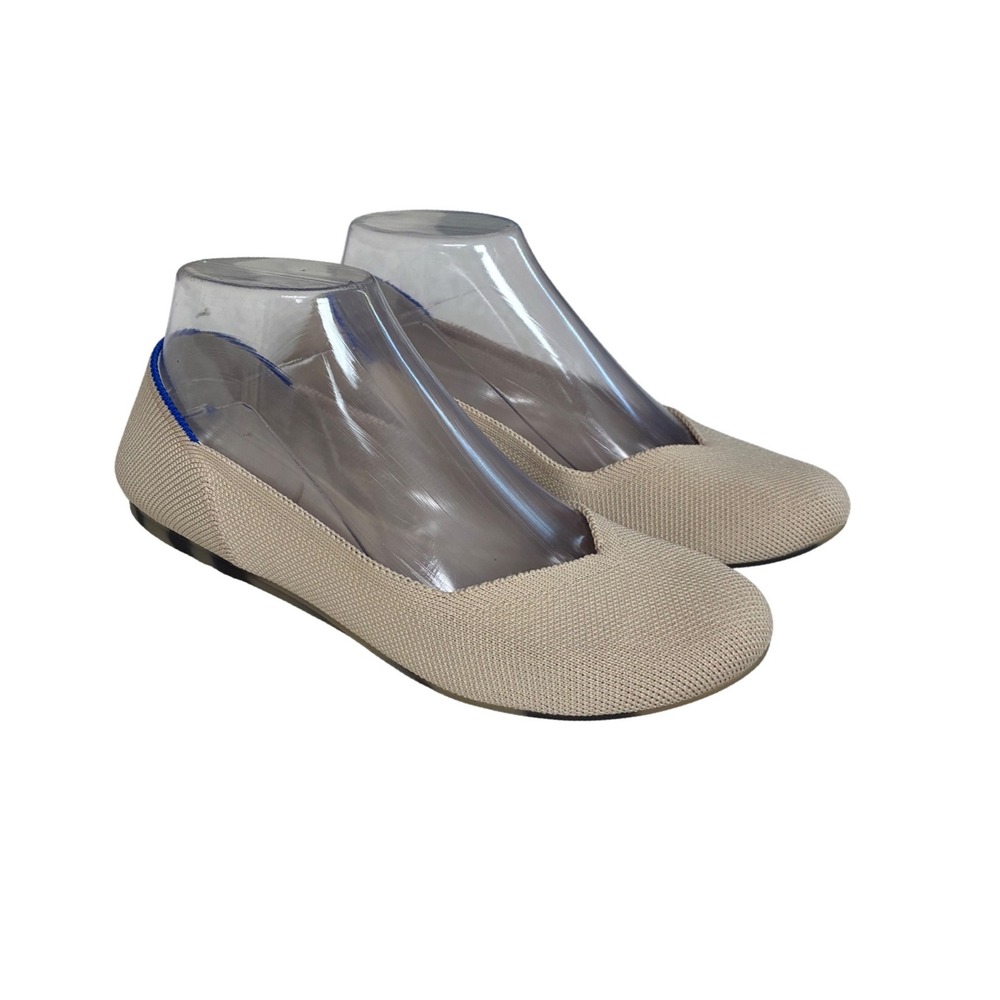 Rothys The Flat Sand Beige Knit Ballet Flats Tortoise Sole Size 7.5